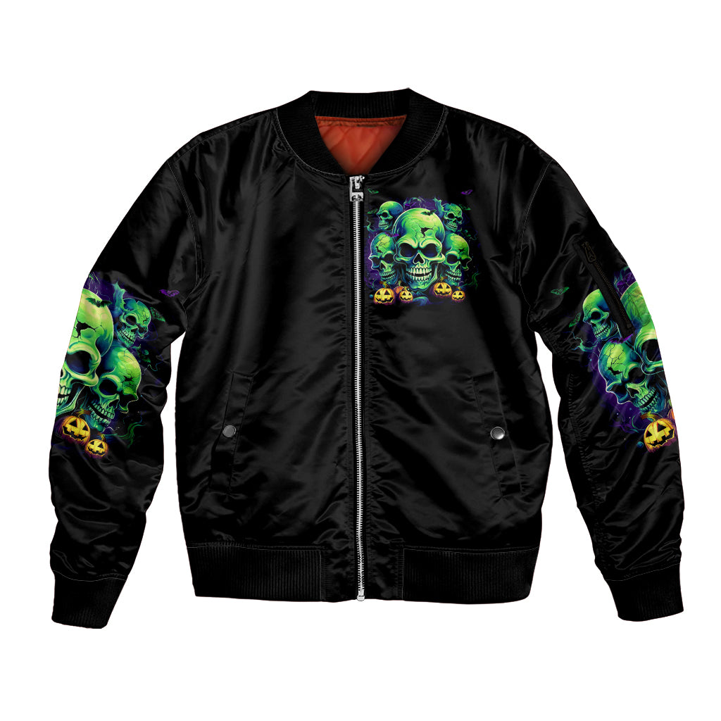 Flower Skull Sleeve Zip Bomber Jacket Don't Try To Figured Me Out I Special Kind Fire Flower - Wonder Print Shop