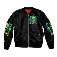 Flower Skull Sleeve Zip Bomber Jacket Don't Try To Figured Me Out I Special Kind Fire Flower - Wonder Print Shop