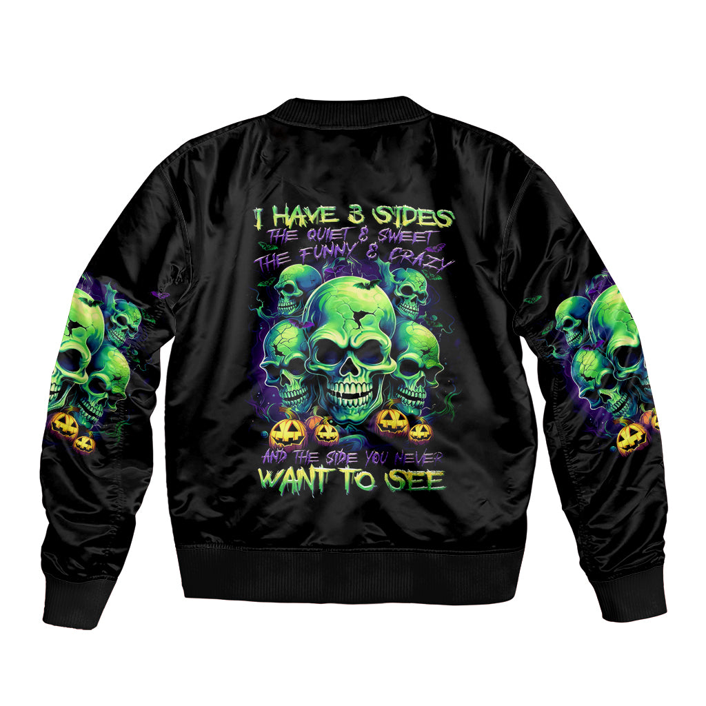 Flower Skull Sleeve Zip Bomber Jacket Don't Try To Figured Me Out I Special Kind Fire Flower - Wonder Print Shop