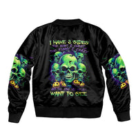 Flower Skull Sleeve Zip Bomber Jacket Don't Try To Figured Me Out I Special Kind Fire Flower - Wonder Print Shop