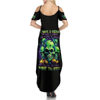 Flower Skull Summer Maxi Dress Don't Try To Figured Me Out I Special Kind Fire Flower - Wonder Print Shop