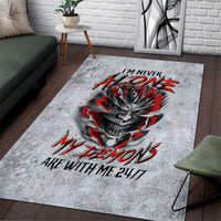 Devil Skull Area Rug I Never Alone My Demon With Me 24/7 - Wonder Print Shop