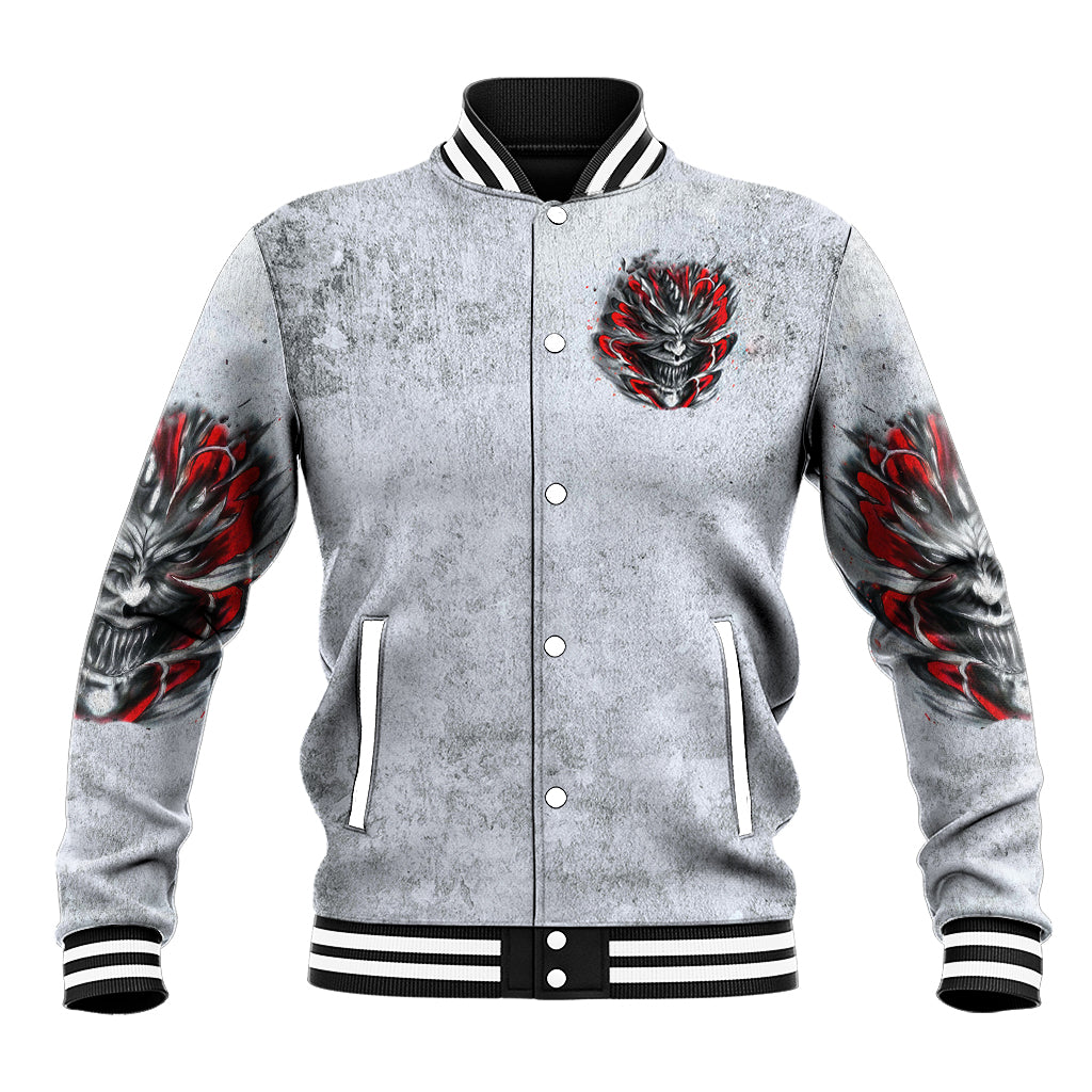 Devil Skull Baseball Jacket I Never Alone My Demon With Me 24/7 - Wonder Print Shop