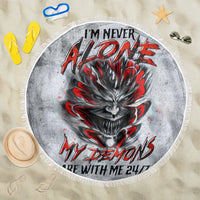 Devil Skull Beach Blanket I Never Alone My Demon With Me 24/7 - Wonder Print Shop