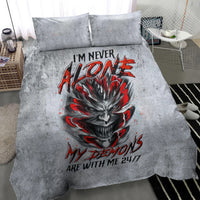 Devil Skull Bedding Set I Never Alone My Demon With Me 24/7 - Wonder Print Shop