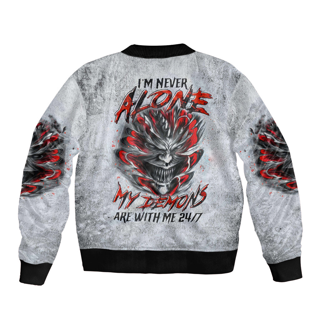 Devil Skull Bomber Jacket I Never Alone My Demon With Me 24/7 - Wonder Print Shop
