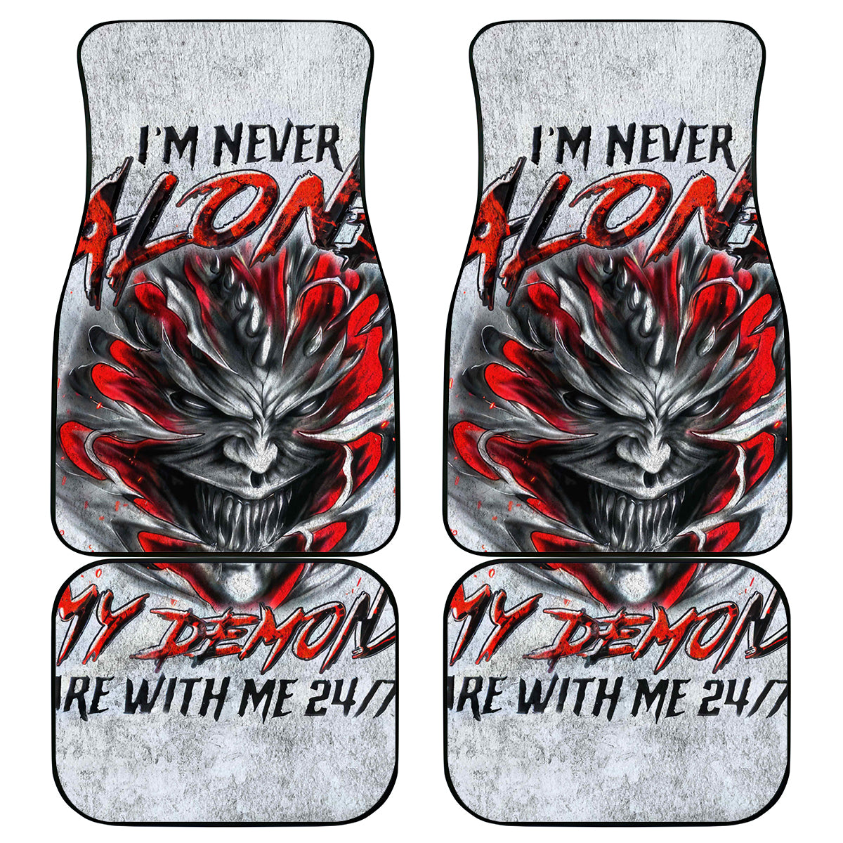 Devil Skull Car Mats I Never Alone My Demon With Me 24/7 - Wonder Print Shop