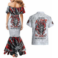 Devil Skull Couples Matching Mermaid Dress and Hawaiian Shirt I Never Alone My Demon With Me 24/7 - Wonder Print Shop
