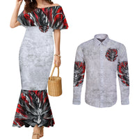 Devil Skull Couples Matching Mermaid Dress and Long Sleeve Button Shirts I Never Alone My Demon With Me 24/7 DT01