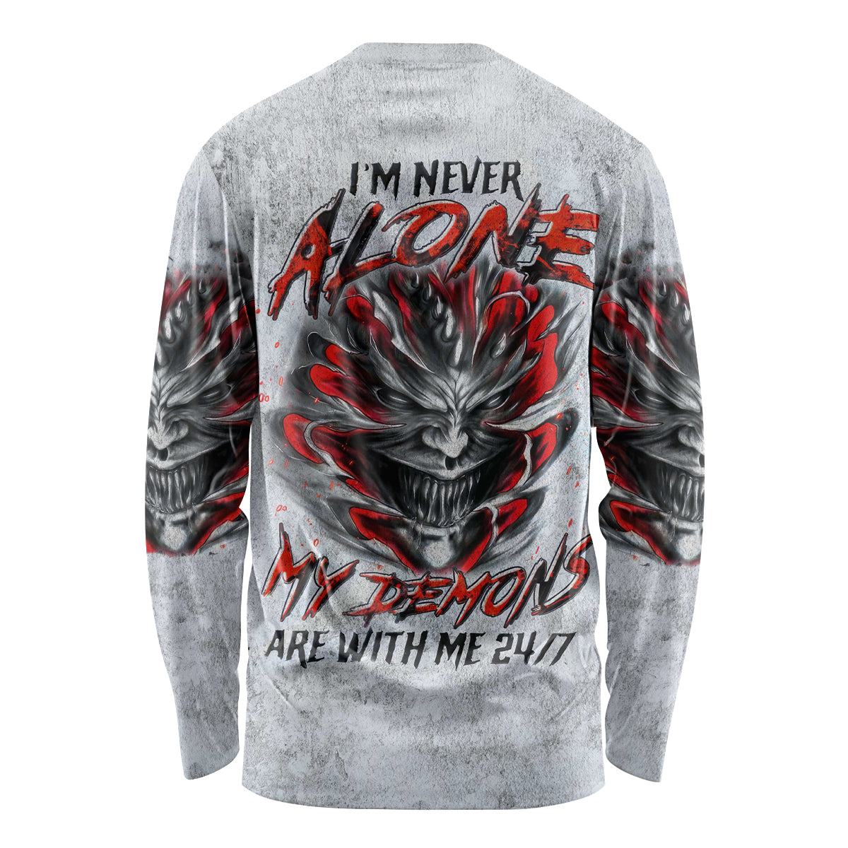 Devil Skull Long Sleeve Shirt I Never Alone My Demon With Me 24/7 - Wonder Print Shop