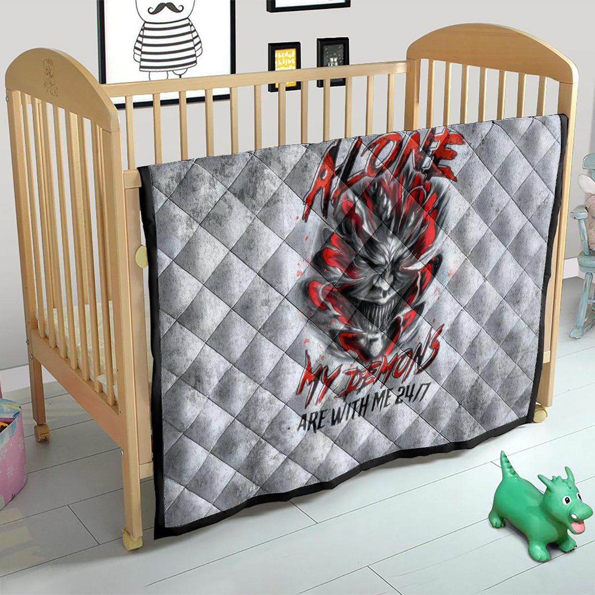 Devil Skull Quilt I Never Alone My Demon With Me 24/7 - Wonder Print Shop