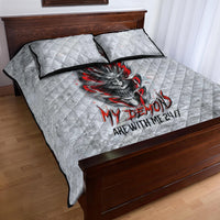 Devil Skull Quilt Bed Set I Never Alone My Demon With Me 24/7 - Wonder Print Shop