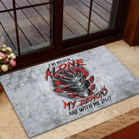 Devil Skull Rubber Doormat I Never Alone My Demon With Me 24/7 - Wonder Print Shop