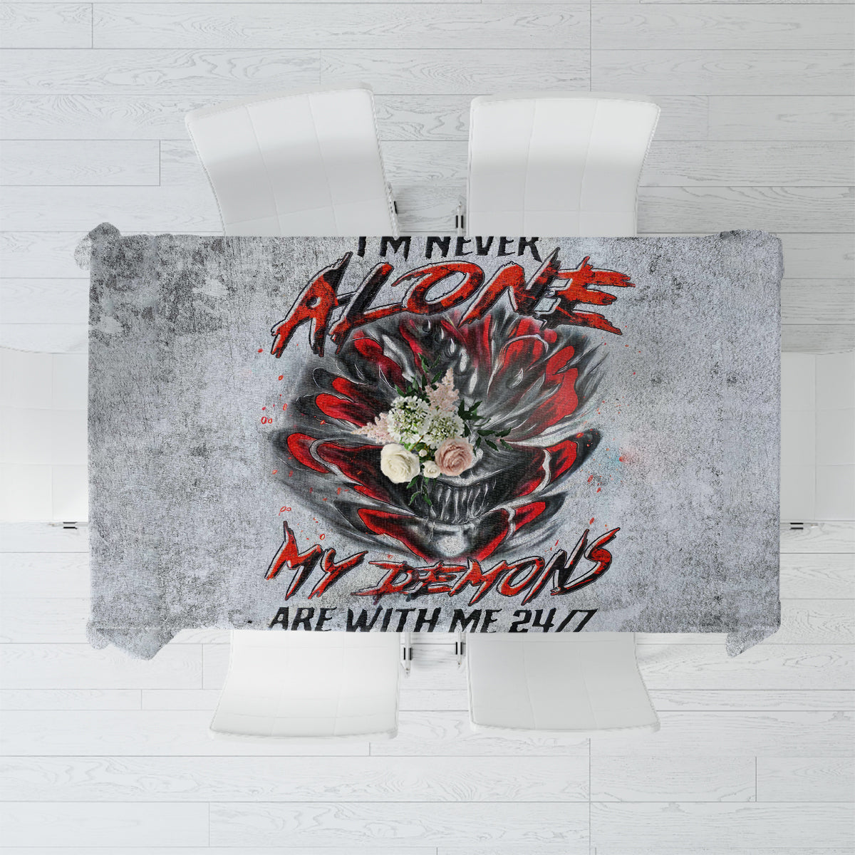 Devil Skull Tablecloth I Never Alone My Demon With Me 24/7 - Wonder Print Shop