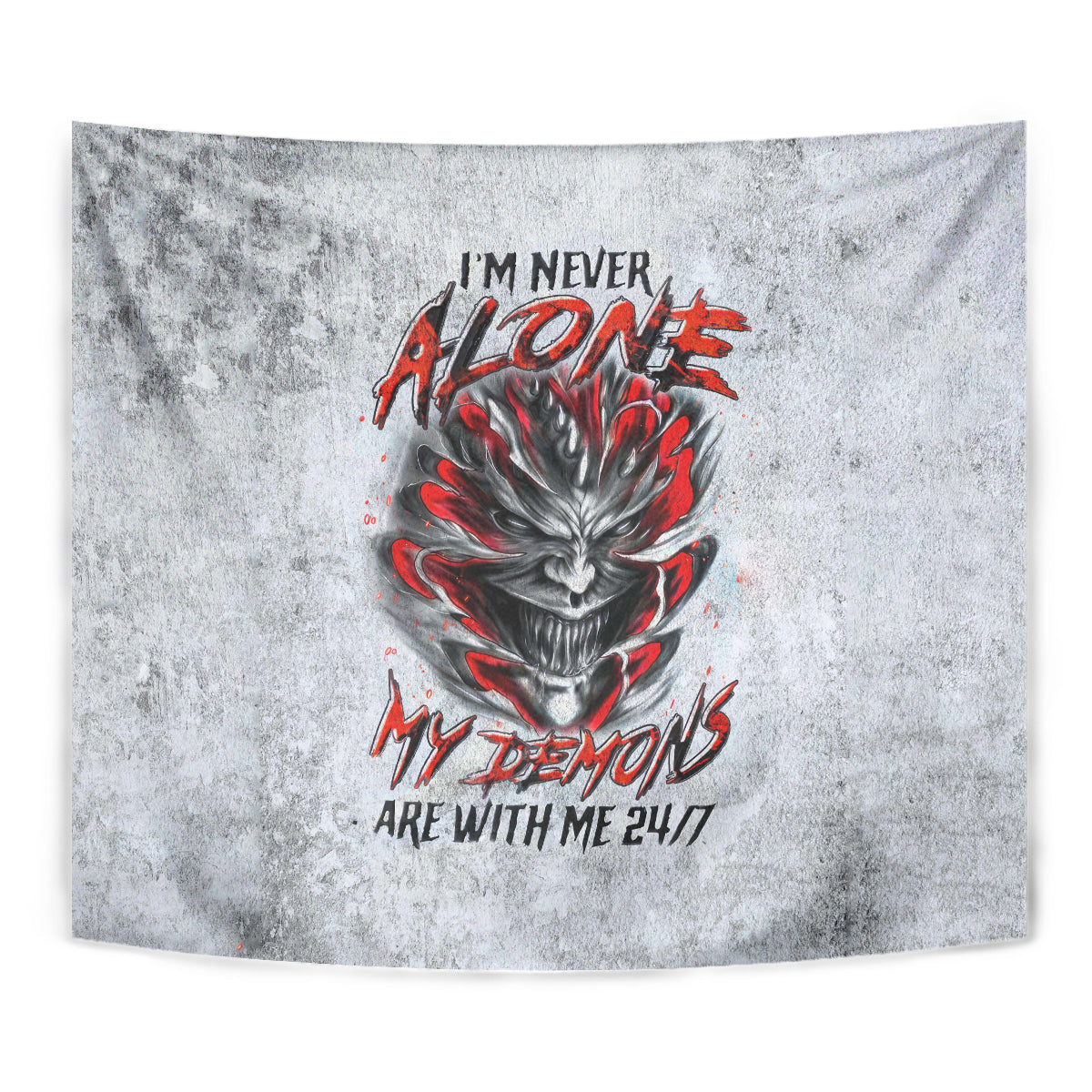 Devil Skull Tapestry I Never Alone My Demon With Me 24/7 - Wonder Print Shop