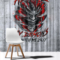 Devil Skull Window Curtain I Never Alone My Demon With Me 24/7 - Wonder Print Shop
