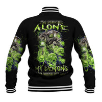 Death Skull Baseball Jacket I Never Alone My Demon With Me 24/7 - Wonder Print Shop