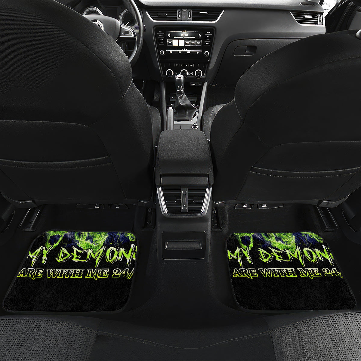 Death Skull Car Mats I Never Alone My Demon With Me 24/7 - Wonder Print Shop