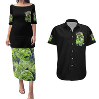 Death Skull Couples Matching Puletasi Dress and Hawaiian Shirt I Never Alone My Demon With Me 24/7 - Wonder Print Shop