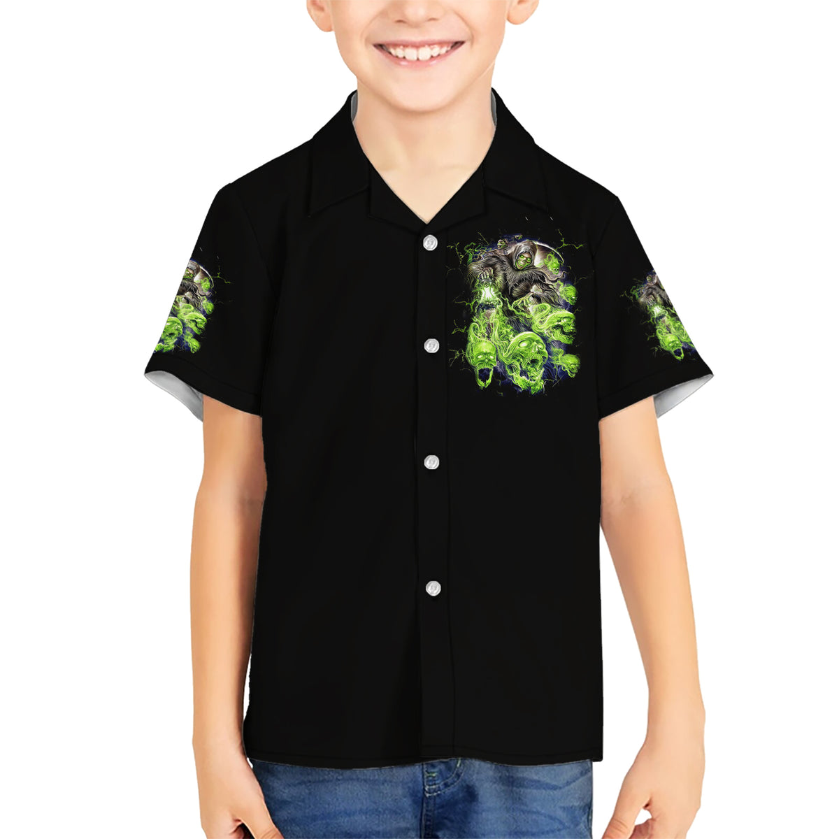 Death Skull Hawaiian Shirt I Never Alone My Demon With Me 24/7 - Wonder Print Shop