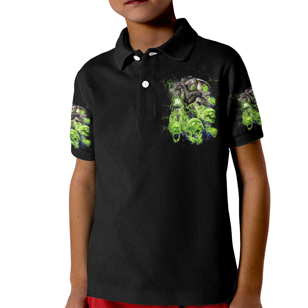 Death Skull Kid Polo Shirt I Never Alone My Demon With Me 24/7 - Wonder Print Shop