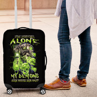 Death Skull Luggage Cover I Never Alone My Demon With Me 24/7 - Wonder Print Shop
