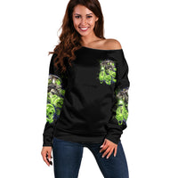 Flower Skull Off Shoulder Sweater I Blunt Because God Rolled Me That Way - Wonder Print Shop