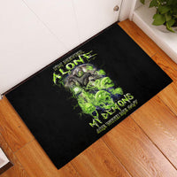 Death Skull Rubber Doormat I Never Alone My Demon With Me 24/7 - Wonder Print Shop
