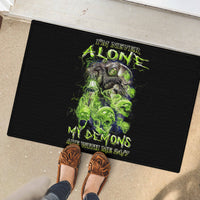 Death Skull Rubber Doormat I Never Alone My Demon With Me 24/7 - Wonder Print Shop