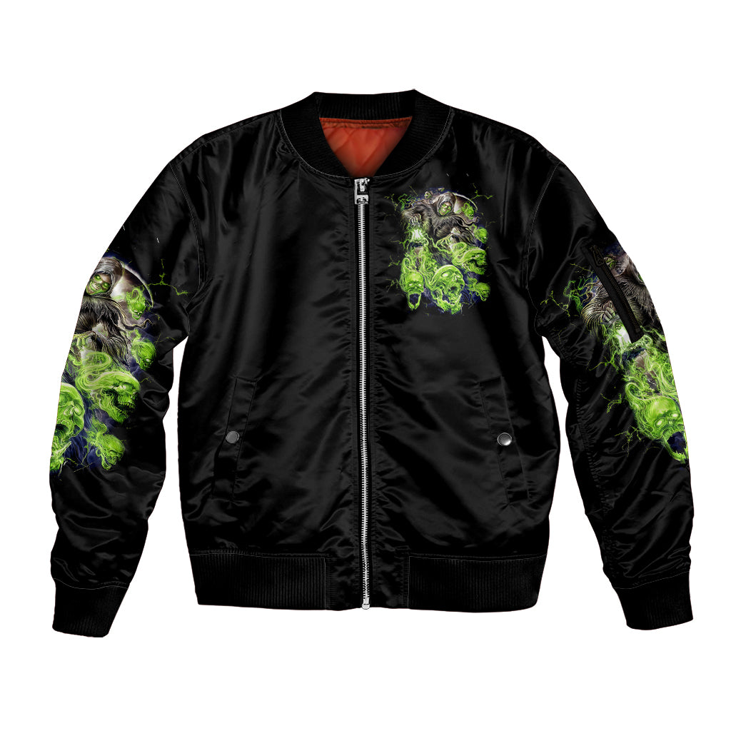 Flower Skull Sleeve Zip Bomber Jacket I Blunt Because God Rolled Me That Way - Wonder Print Shop