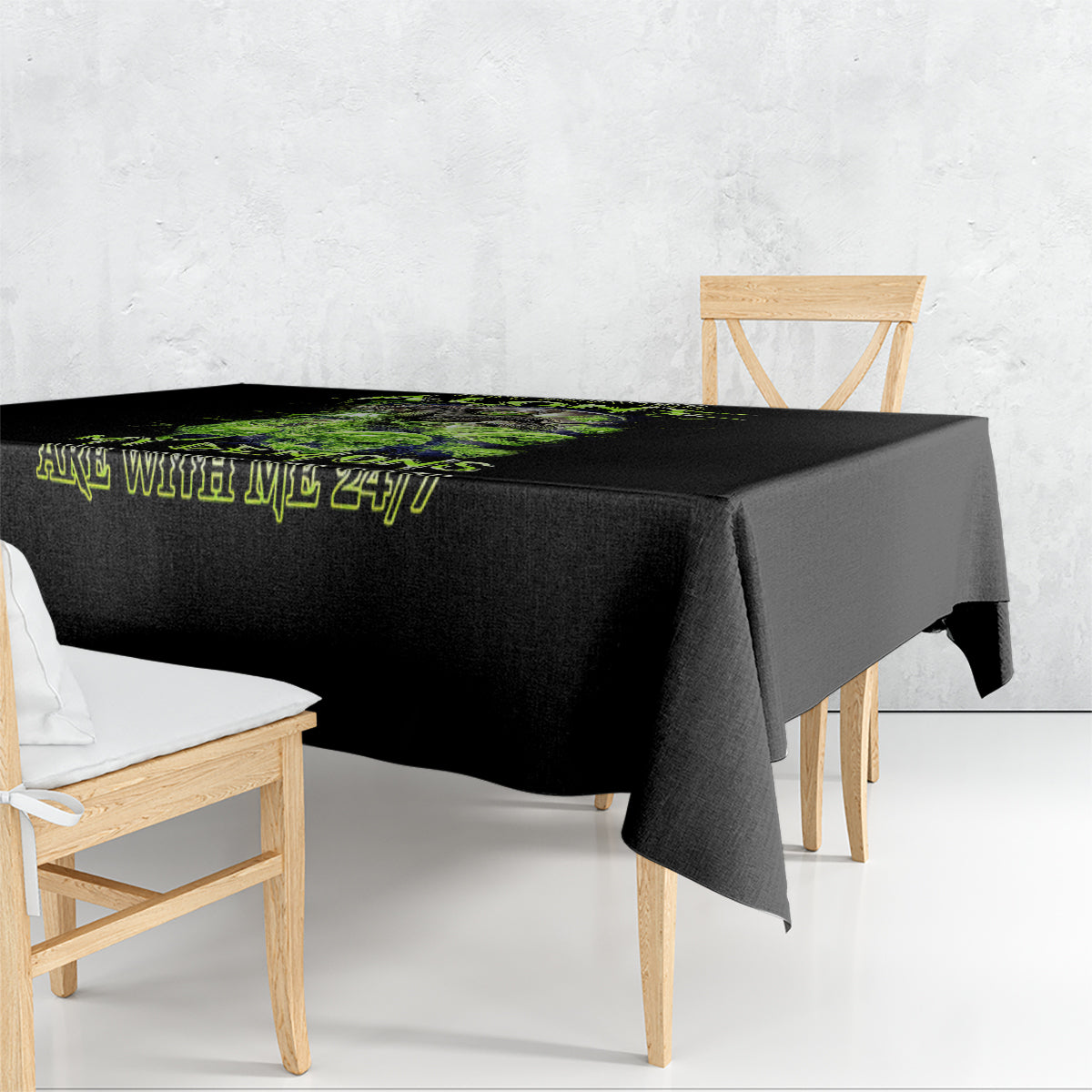 Death Skull Tablecloth I Never Alone My Demon With Me 24/7 - Wonder Print Shop