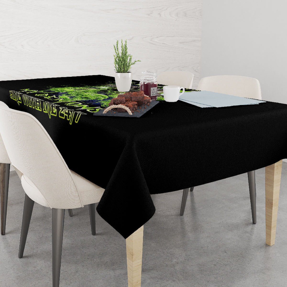 Death Skull Tablecloth I Never Alone My Demon With Me 24/7 - Wonder Print Shop