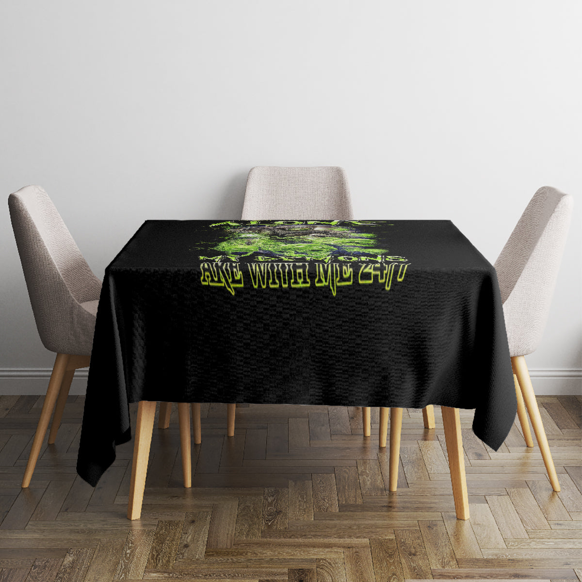 Death Skull Tablecloth I Never Alone My Demon With Me 24/7 - Wonder Print Shop