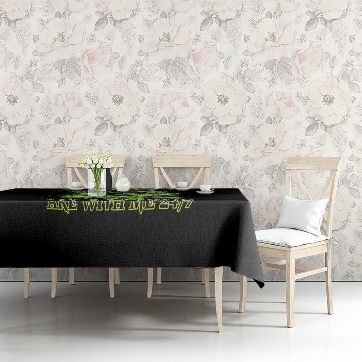 Death Skull Tablecloth I Never Alone My Demon With Me 24/7 - Wonder Print Shop