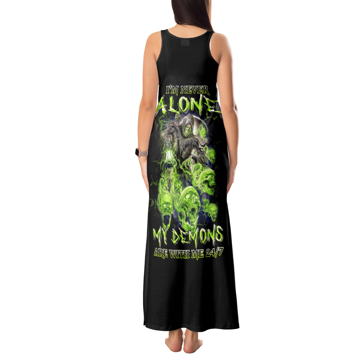 Flower Skull Tank Maxi Dress I Blunt Because God Rolled Me That Way - Wonder Print Shop