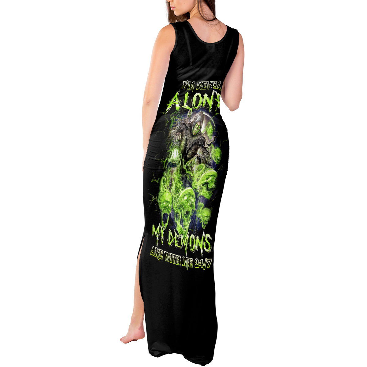 Flower Skull Tank Maxi Dress I Blunt Because God Rolled Me That Way - Wonder Print Shop