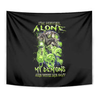 Death Skull Tapestry I Never Alone My Demon With Me 24/7 - Wonder Print Shop