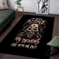 Satan Skull Area Rug I Never Alone My Demon With Me 24/7 - Wonder Print Shop