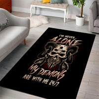 Satan Skull Area Rug I Never Alone My Demon With Me 24/7 - Wonder Print Shop