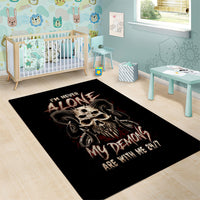 Satan Skull Area Rug I Never Alone My Demon With Me 24/7 - Wonder Print Shop