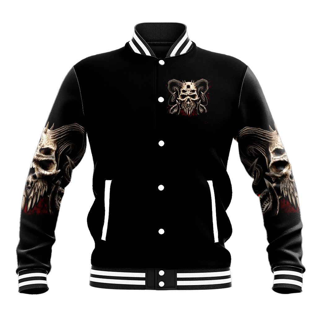 Satan Skull Baseball Jacket I Never Alone My Demon With Me 24/7 - Wonder Print Shop