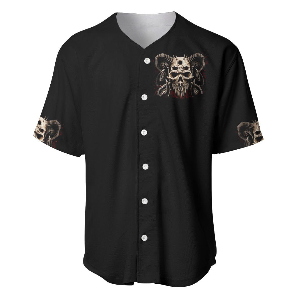 Satan Skull Baseball Jersey I Never Alone My Demon With Me 24/7 - Wonder Print Shop