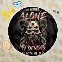 Satan Skull Beach Blanket I Never Alone My Demon With Me 24/7 - Wonder Print Shop