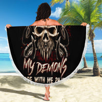 Satan Skull Beach Blanket I Never Alone My Demon With Me 24/7 - Wonder Print Shop