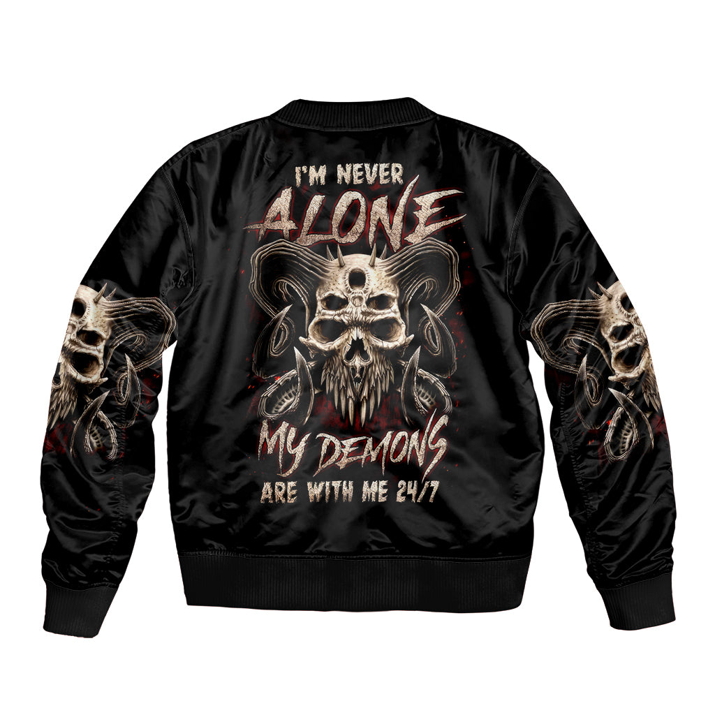 Satan Skull Bomber Jacket I Never Alone My Demon With Me 24/7 - Wonder Print Shop