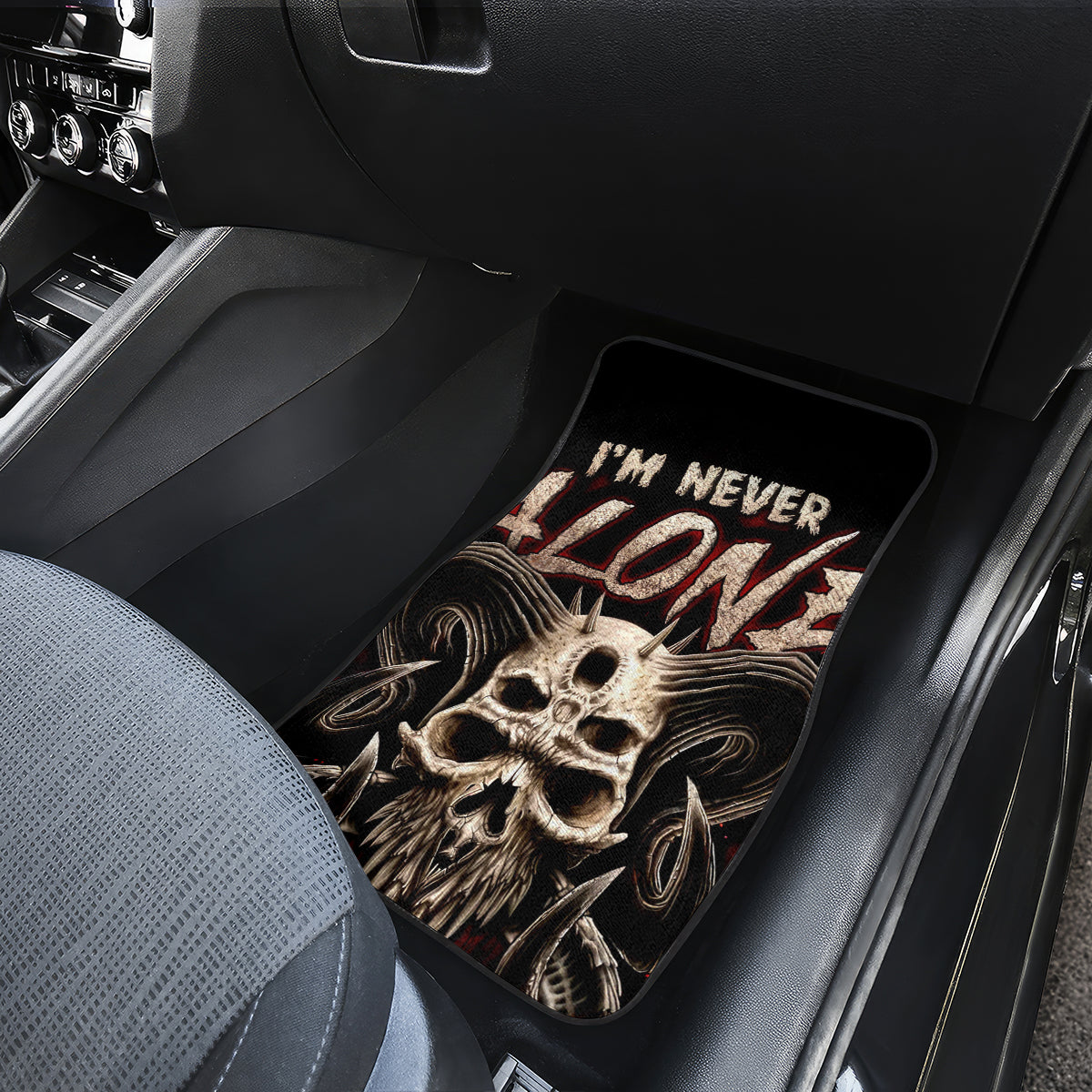 Satan Skull Car Mats I Never Alone My Demon With Me 24/7 - Wonder Print Shop