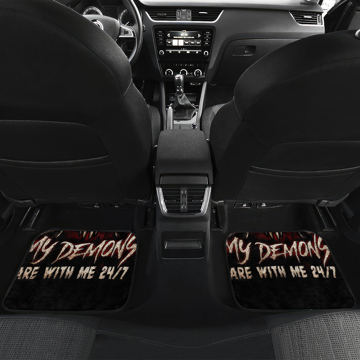 Satan Skull Car Mats I Never Alone My Demon With Me 24/7 - Wonder Print Shop
