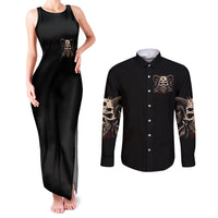 Satan Skull Couples Matching Tank Maxi Dress and Long Sleeve Button Shirts I Never Alone My Demon With Me 24/7 - Wonder Print Shop