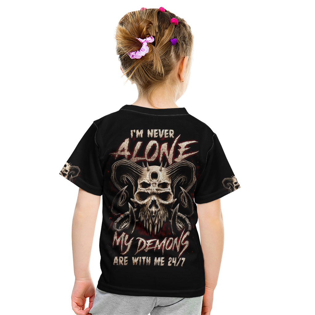 Satan Skull Kid T Shirt I Never Alone My Demon With Me 24/7 - Wonder Print Shop