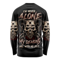 Satan Skull Long Sleeve Shirt I Never Alone My Demon With Me 24/7 - Wonder Print Shop